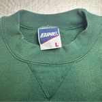 Bike Vintage Embroidered Christmas Crewneck Sweatshirt. Size: Large. Dark Green. Green Photo 3