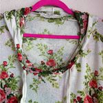 Vintage Havana Cream Rose Print Gauze Burnout Cowl Neck Hooded Pullover L Red Size L Photo 2