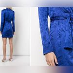Saloni Womens Silk ‎ Bibi V Neck Tie Waist Dress Cobalt Blue Size 6 $625 Photo 2