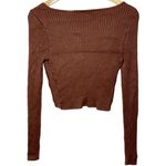 Abercrombie & Fitch NEW Brown Ribbed Long Sleeve V-Neck Sweater Crop Top Size S Photo 2