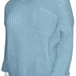 Aaron and Amber Aqua Chunky Chenille Knit Oversized Sweater Photo 1