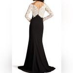 Tadashi Shoji  Floral Lace Bodice Mixed Media Long Sleeve Gown Photo 3