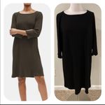 Eileen Fisher  Black Tencel Stretch Rib Shift Dress Photo 2