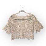 Source Unknown Boho Crochet Lace Crop Top Cream Scallop Hem Festival Beachy Cotton Small Photo 1