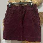 Loft Burgundy Maroon Corduroy Mini Skirt Pockets Zip Size 2 Photo 0