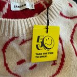 SANDRO X Smiley wool and cashmere blend Crewneck sweater NEW Red Size XS Photo 9