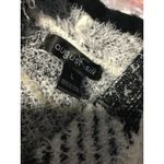 August Silk Women's Black and White Fuzzy Plaid Open Front Cardigan size L Photo 4