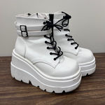 Demonia  Shaker White Platform Lace Up Buckle Boots size 8 Photo 0
