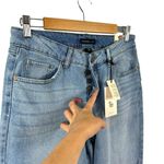 Sincerely Jules High Rise Straight Crop Jeans Raw Hem Button Fly Size 28 Blue Photo 5