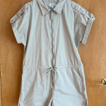 Pistola  Womens Zip Up Romper Short Sleeve‎ Drawstring Waist Casual Beige Photo 0