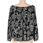 Billabong | Black White Roses Floral Long Sleeve Blouse Size Medium Photo 1