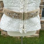 White House | Black Market WHBM Ivory Embroidered Quilted Jeweled Belted Vest Photo 10