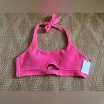 Shade & Shore Women's Pink Textured Cut Out Halter Bralette Bikini Top,Size L,NWT Photo 0