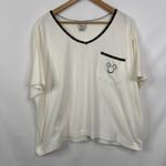 Disney Store Womens White Mickey Mouse Pocket V Neck Crop Ringer Tee Size L XL Size L Photo 1