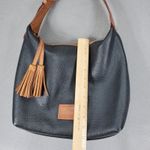 Dooney & Bourke Black Tan Pebbled Leather Patterson Paige Shoulder Hobo Bag Photo 4