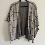 Athleta Windowpane Poncho Wrap Open Front Pockets Wool Blend Gray Photo 0