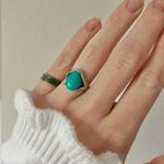 Boutique “Nebula” Southwestern Blue Turquoise Silver Ring 5.5 Cowgirl Maximalist Photo 9