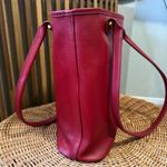 Longchamp  VTG Red Leather Double Strap Shoulder Tote Shopper Bag - READ Photo 7