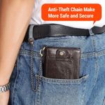 Chain Wallet for Men, Genuine Leather Bifold Wallets Rfid Blocking Men Purse with Zipper Coin Pocket (Coffee) Photo 1