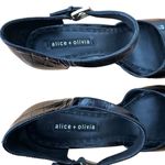 Alice + Olivia  Croc Embossed Platform Sandals New Black Size 10.5 Photo 5