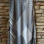 Black and white geometric quilted pattern maxi skirt Photo 0