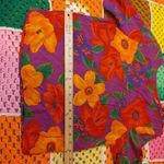 American Vintage Nouveau Floral Flowers Vintage Retro Bright Rayon Size Medium M Shirt Blouse Photo 2