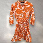 Cynthia Steffe  Fit & Flare A-Line Floral Belted Poplin Dress Button‎ Up Sz L Photo 4