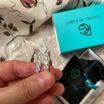 RACHEL GLAUBER Rg 14k Gold Plated Cubic Zirconia Hoop Earrings Photo 4