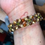 Gorgeous Multicolored Earth Tone Floral Rhinestone Stretch Bracelet Brown Photo 2