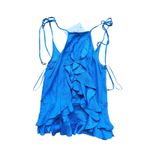 Rebecca Taylor  Silk Textured Tiered Ruffle Tank Top Blue 0 Coastal Luxe Coquette Photo 3