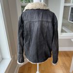 Vintage Baileys Point Black Denim Sherpa Trim Quilted Lining Jean Jacket Large Photo 4