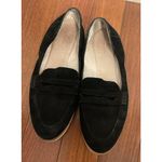 Caslon  Black Suede Penny Loafers Size 8.5 Women’s White Sole Photo 3