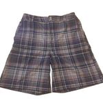 Free People Tan/Orange/Navy Plaid Chino Shorts Women's Size 4 Photo 0