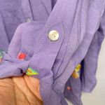 Figueroa & Flower Boho Embroidered Tunic Button Up Shirt XL Whimsical Floral Purple Photo 4