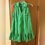 Anthropologie  Pilcro Green Sleeveless Ruffle Hem Linen Mini Dress Photo 2