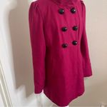 Guess Medium Magenta Pea Coat Wool Blend Cute Accents High Collar Mid Length Photo 3