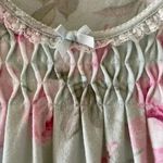 Miss Elaine Granny Lace Floral Green Pink Short Sleeves Oversized Sleep L # 1362 Size L Photo 4