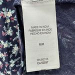 Lucky Brand  Navy Floral V Neck Pleated Button Front Top Size Medium Photo 8