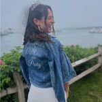 J.Crew CUSTOM Embroidered & Pearl Embellished “Wife of the Party” Bridal Denim Jacket Photo 6