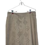 Chico's Womens Skirt Knee Length Embellished Faux Suede Slit A-Line Tan Sz. 0 Photo 1