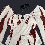 Ree Bees Chic White & Brown One Piece Swimsuit With Bold Cutouts Photo 2