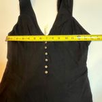 Free People  Intimately Black Wide Strap Button Front Tank Top SZ M Flowy Rayon Photo 7
