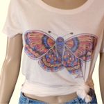 Lucky Brand Size XL Women's Butterfly Graphic T-Shirt, Marshmallow. New Photo 3