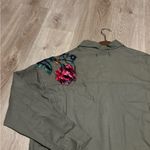 Free People New We The Free by Velvet Roses Green Utility Military Shirt Top Photo 10