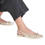 Dolce Vita Romano Gold Slingback Buckled Flats Size 10 New Photo 3