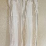 Democracy Women's Linen Blend Capri Pants Drawstring Waist Size 14 Off White Photo 0