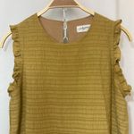 Carly Jean Los Angeles Mustard Yellow Sleeveless Ruffle Trim Tiered Shift Dress Photo 5