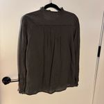 Quince  Textured Organic Cotton Peasant Blouse Charcoal M Photo 9