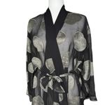 Vintage 90's Josie Robe One Size Sheer Satin Trim Kimono Medallion Lingerie Black Photo 2