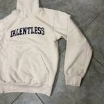 Talentless  Beige Pullover Hoodie Sweatshirt Graphic Print Casual Preppy Sz M Photo 3